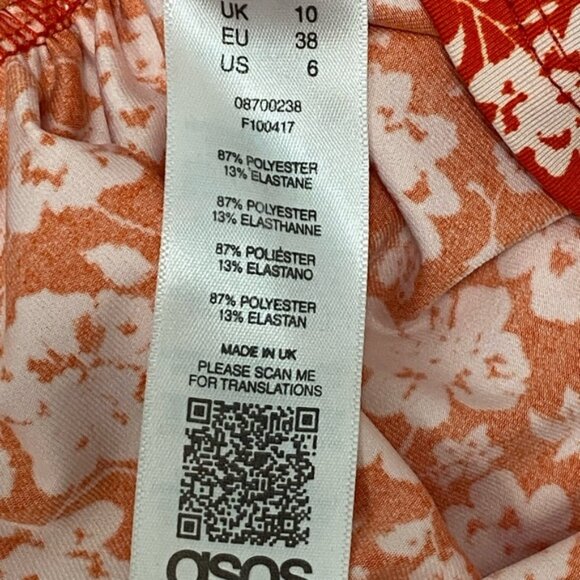 ASOS Strapless Orange/Red and White Floral Maxi Dress size 6 - Picture 9 of 10